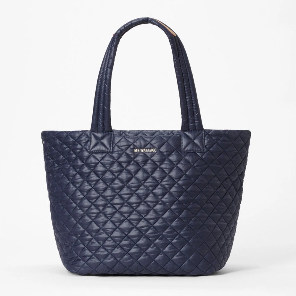 MZ Wallace Blue Quilted Tote Bag with Structured Design
